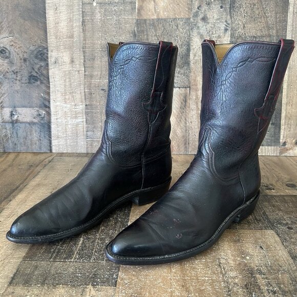 Lucchese Classics Handmade L350029 Black Cherry Roper Cowboy Boots Mens 10.5 D - Picture 2 of 12